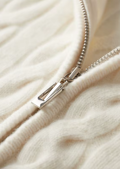 Pure Extra-Fine Merino Wool Dual-Zip Cable Cardigan | Vallentty