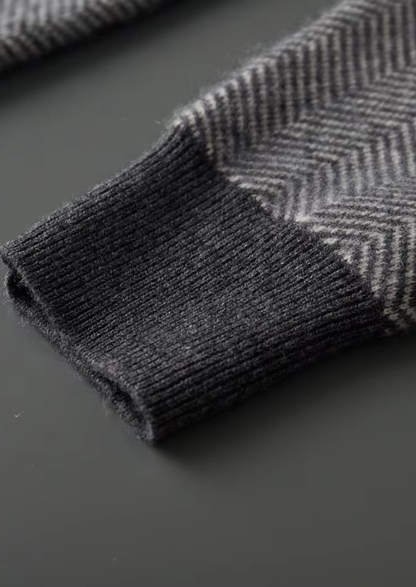 Pure Extra-Fine Merino Wool Gray Herringbone Set | Vallentty