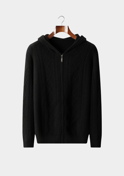Pure Extra-Fine Merino Wool Wintertime Zipper Hoodie | Vallentty