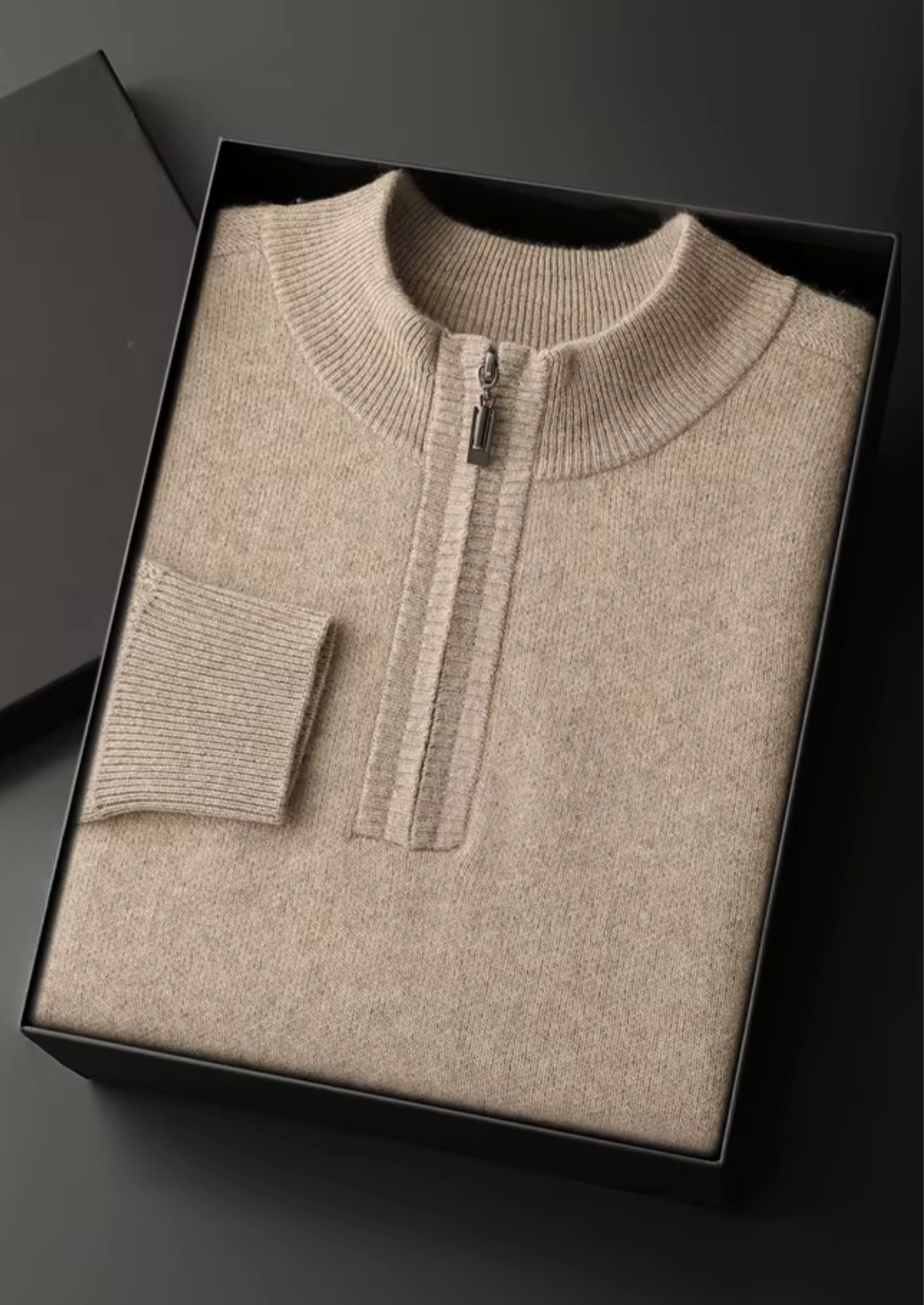 Premium Cashmere Essential Half-Zip Sweater | Vallentty