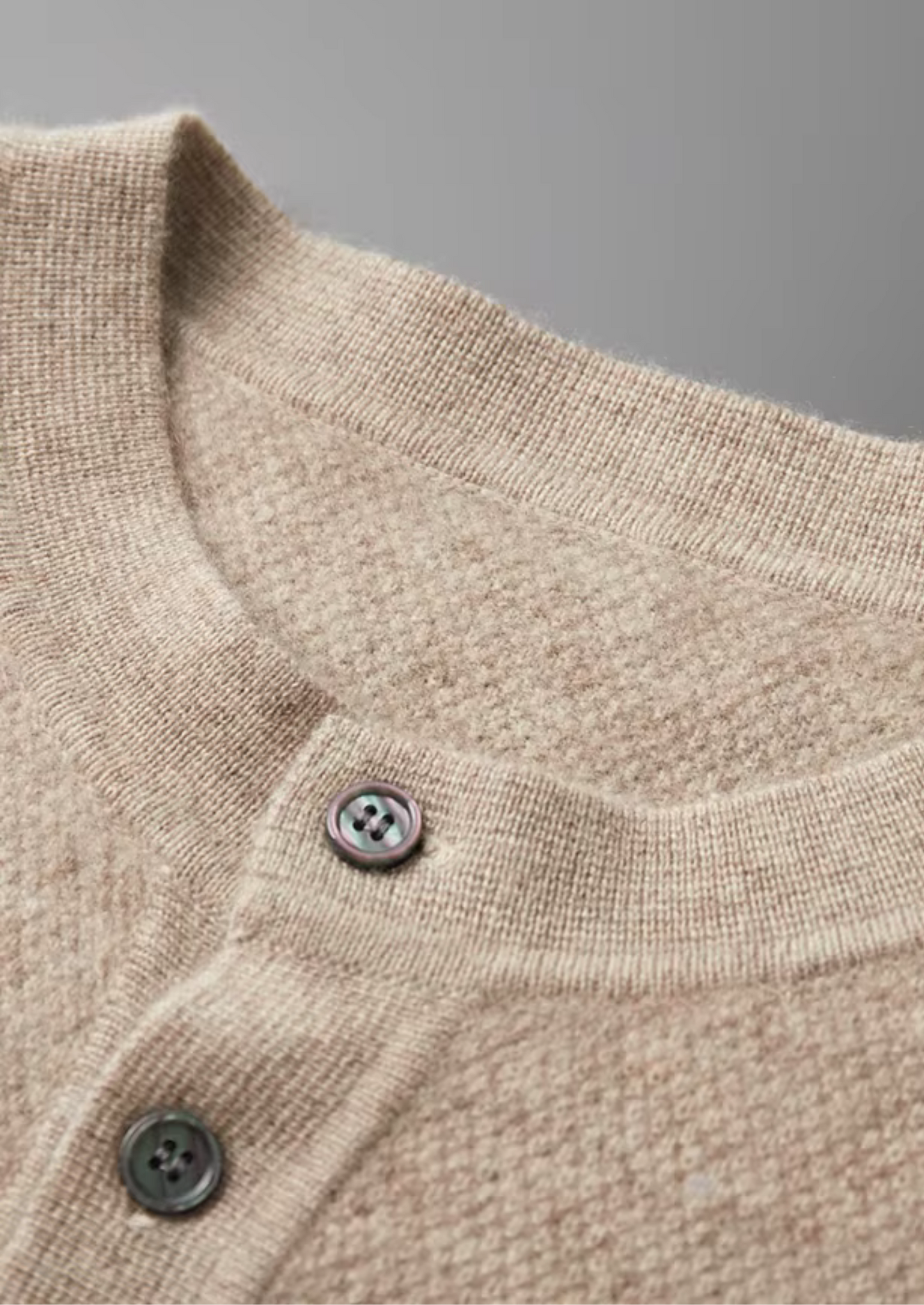Premium Cashmere Classic Henley Sweater | Vallentty