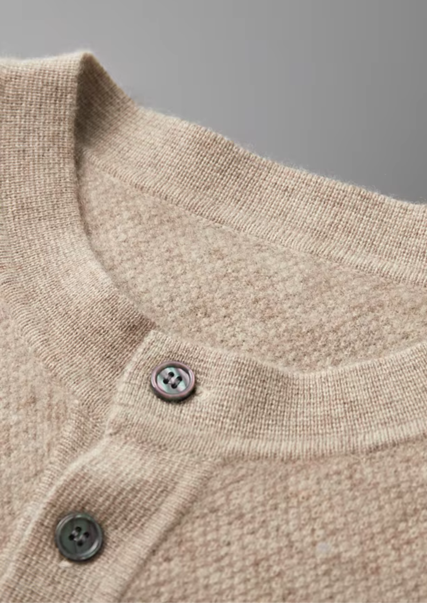 Premium Cashmere Classic Henley Sweater | Vallentty