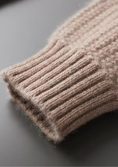 Pure Cashmere Beige Heavyweight Crewneck | Vallentty