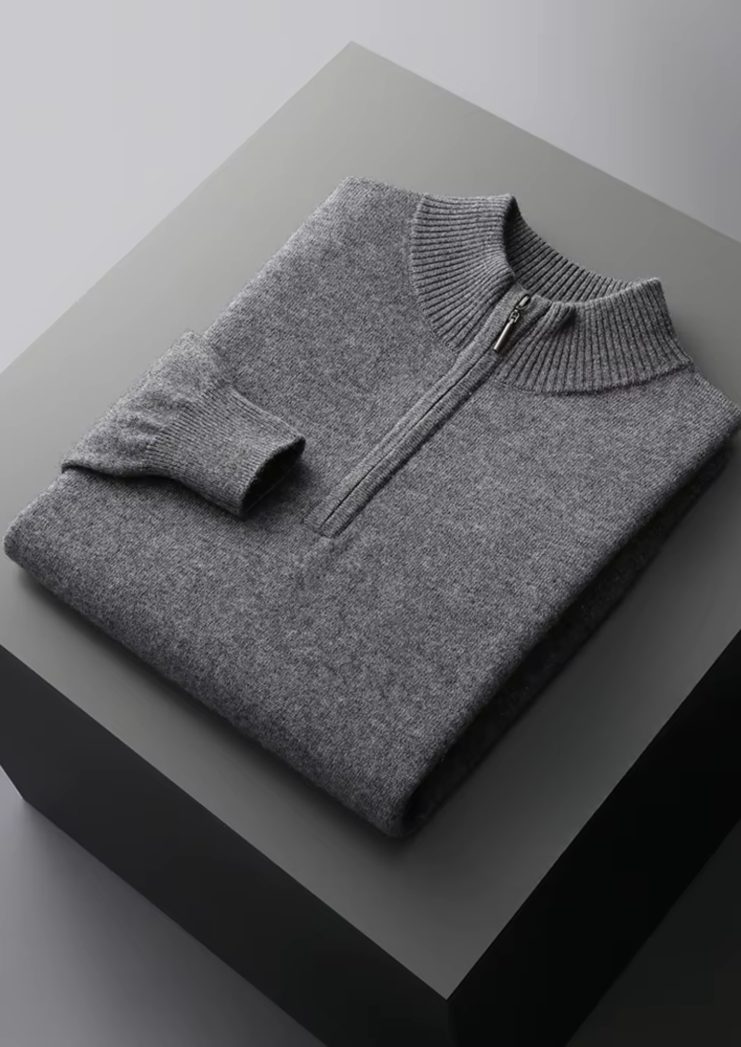 Pure Extra-Fine Merino Wool Half Zip Sweater | Vallentty
