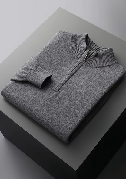 Pure Extra-Fine Merino Wool Half Zip Sweater | Vallentty