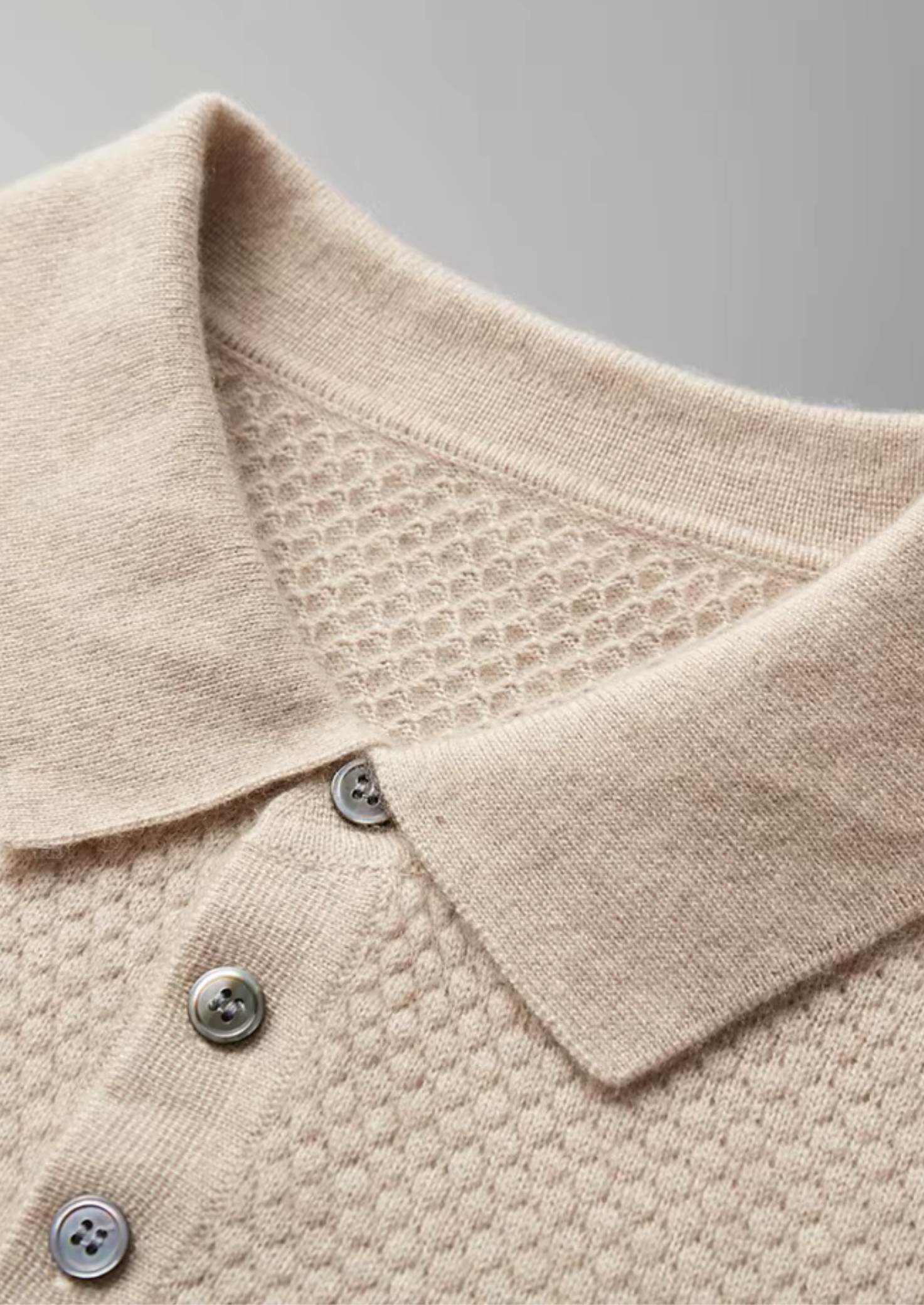 Premium Cashmere Textured Sweater Polo | Vallentty