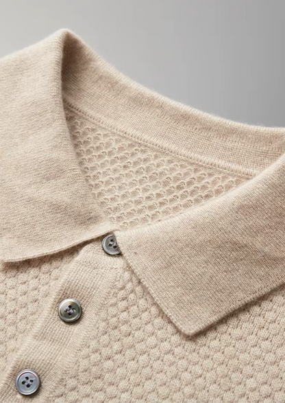 Premium Cashmere Textured Sweater Polo | Vallentty