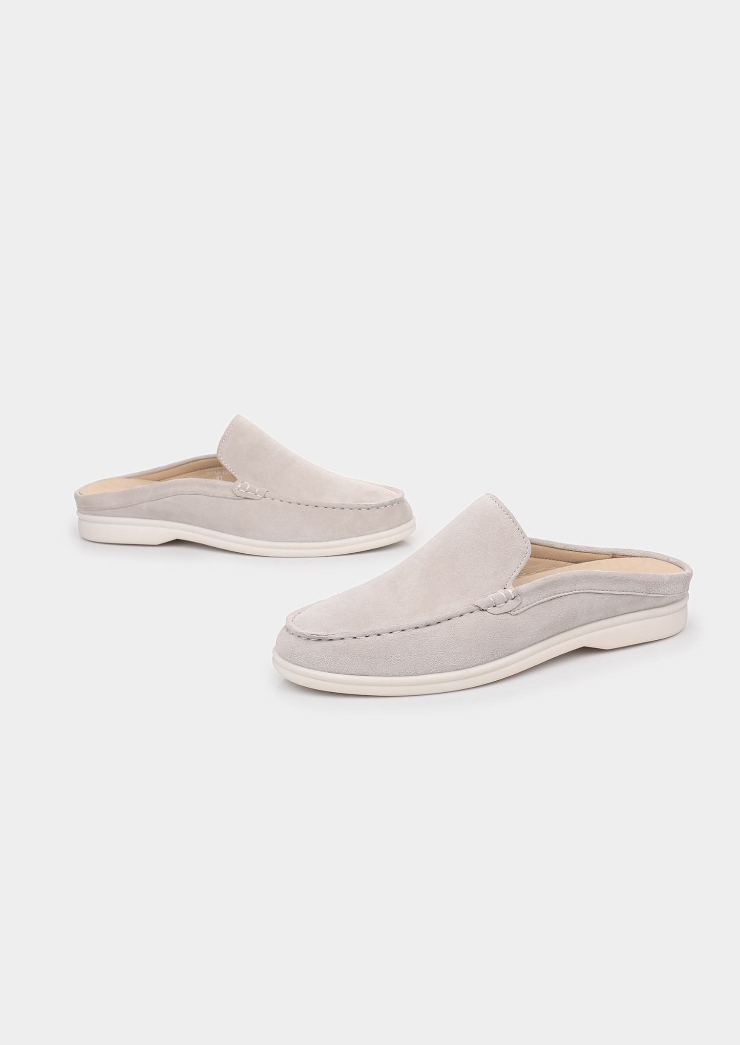 Light Gray Marina Suede Slipper | Vallentty