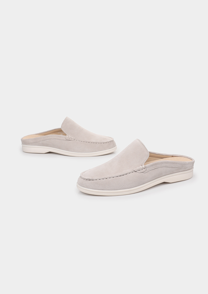 Light Gray Marina Suede Slipper | Vallentty