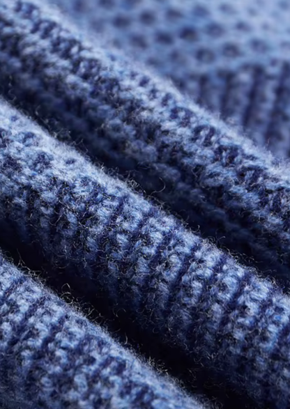 Pure Extra-Fine Merino Wool Two Tone Patterned Mockneck | Vallentty
