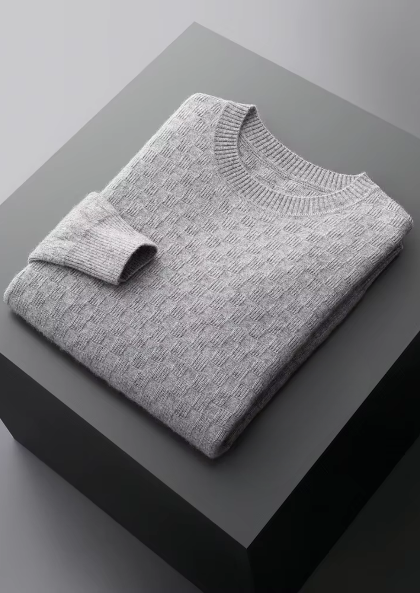 Premium Cashmere Textured Crewneck | Vallentty