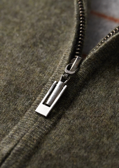 Premium Cashmere Two Tone Zip Cardigan