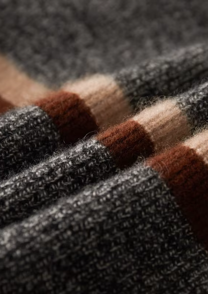 Pure Cashmere Striped Zip Cardigan | Vallentty
