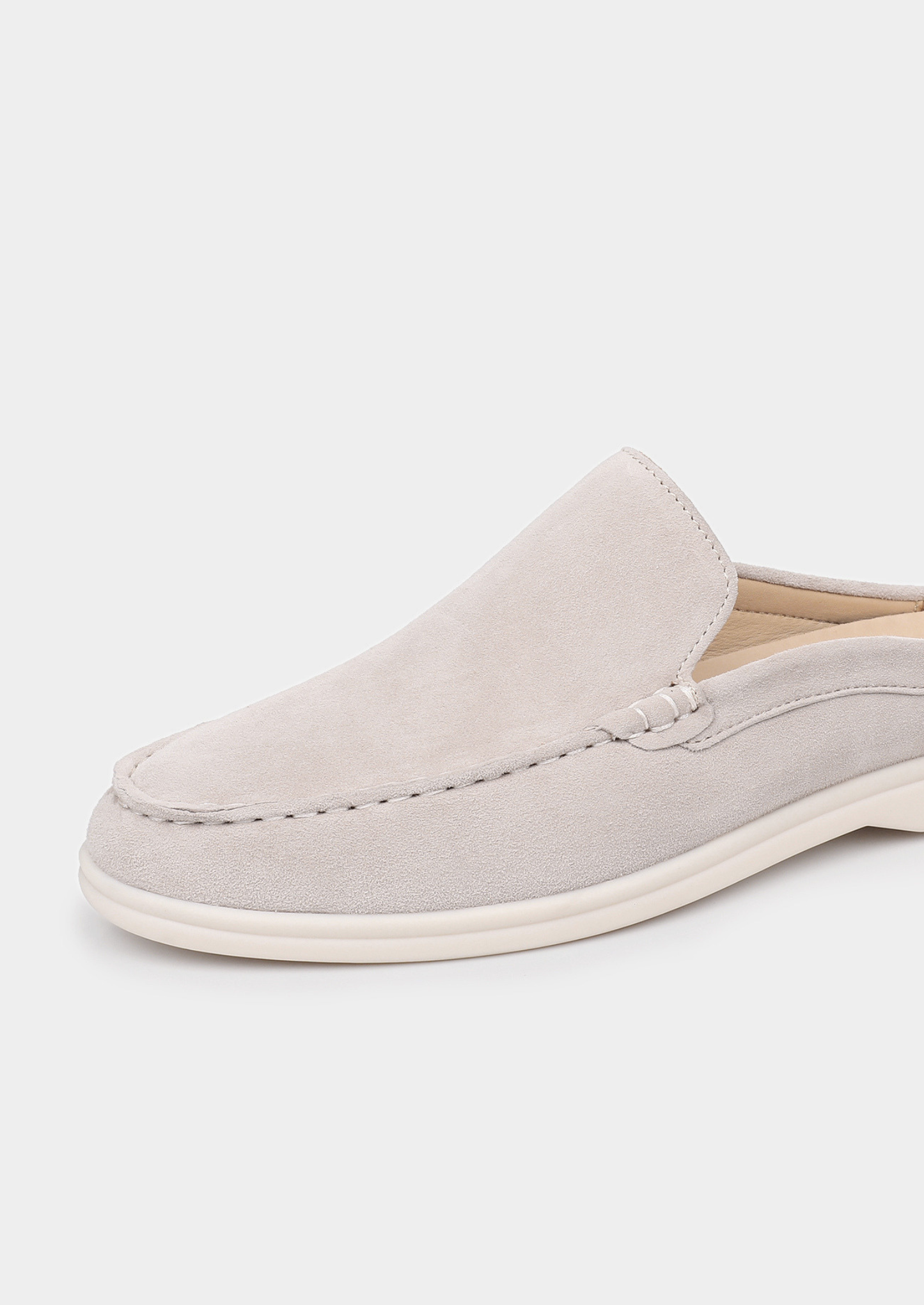 Light Gray Marina Suede Slipper | Vallentty