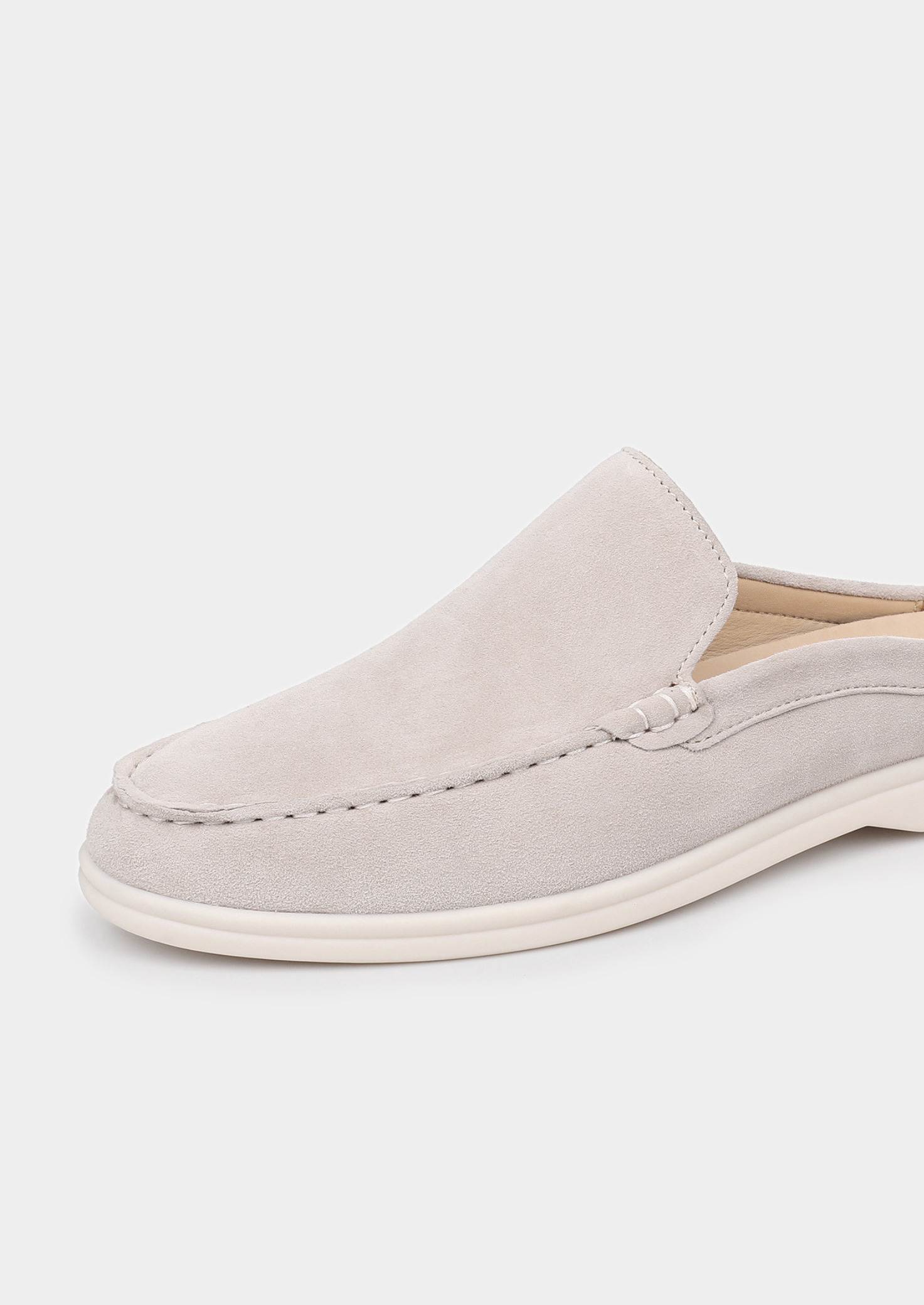 Light Gray Marina Suede Slipper | Vallentty