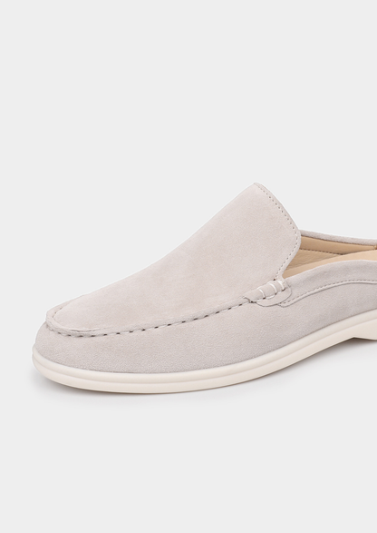 Light Gray Marina Suede Slipper | Vallentty