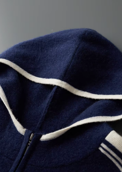 Pure Extra-Fine Merino Wool Navy Blue Damien Set | Vallentty