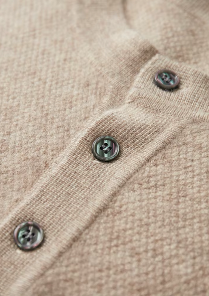 Premium Cashmere Classic Henley Sweater | Vallentty