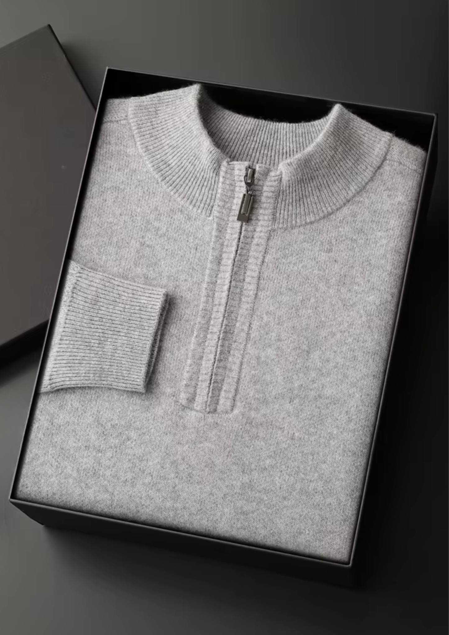 Premium Cashmere Essential Half-Zip Sweater | Vallentty