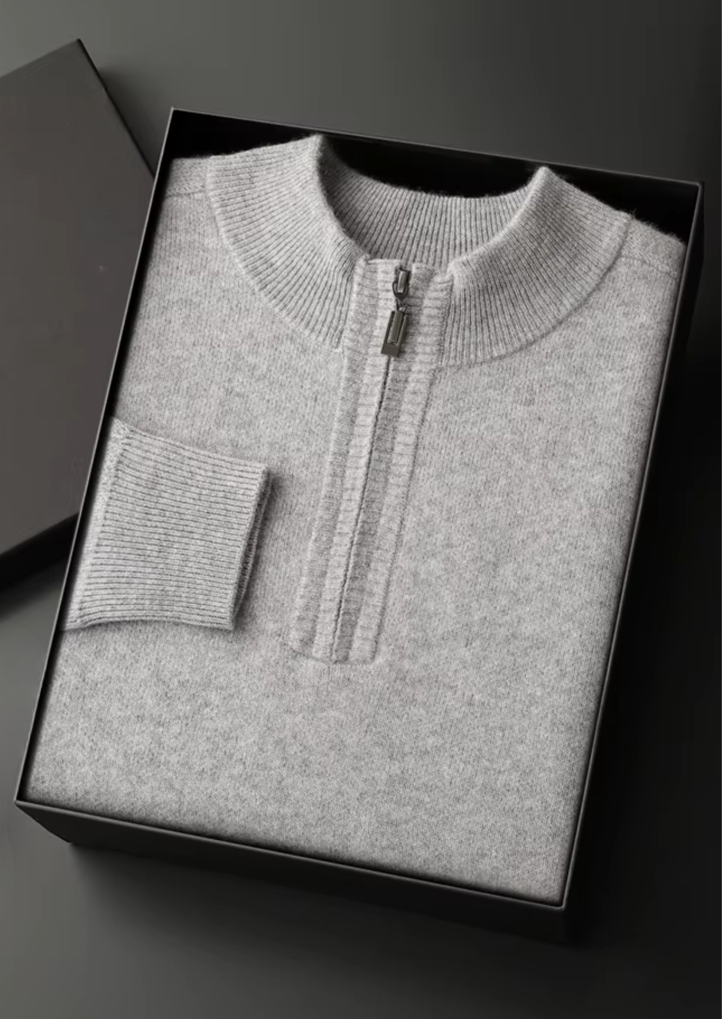 Premium Cashmere Essential Half-Zip Sweater | Vallentty