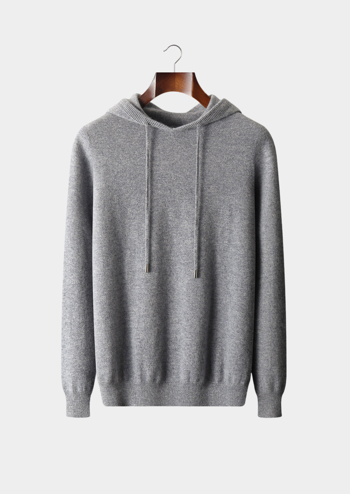 Pure Extra-Fine Merino Wool Light Gray Leisure Hoodie | Vallentty