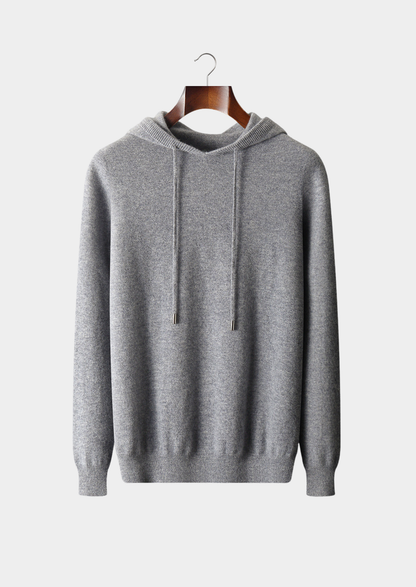 Pure Extra-Fine Merino Wool Light Gray Leisure Hoodie | Vallentty