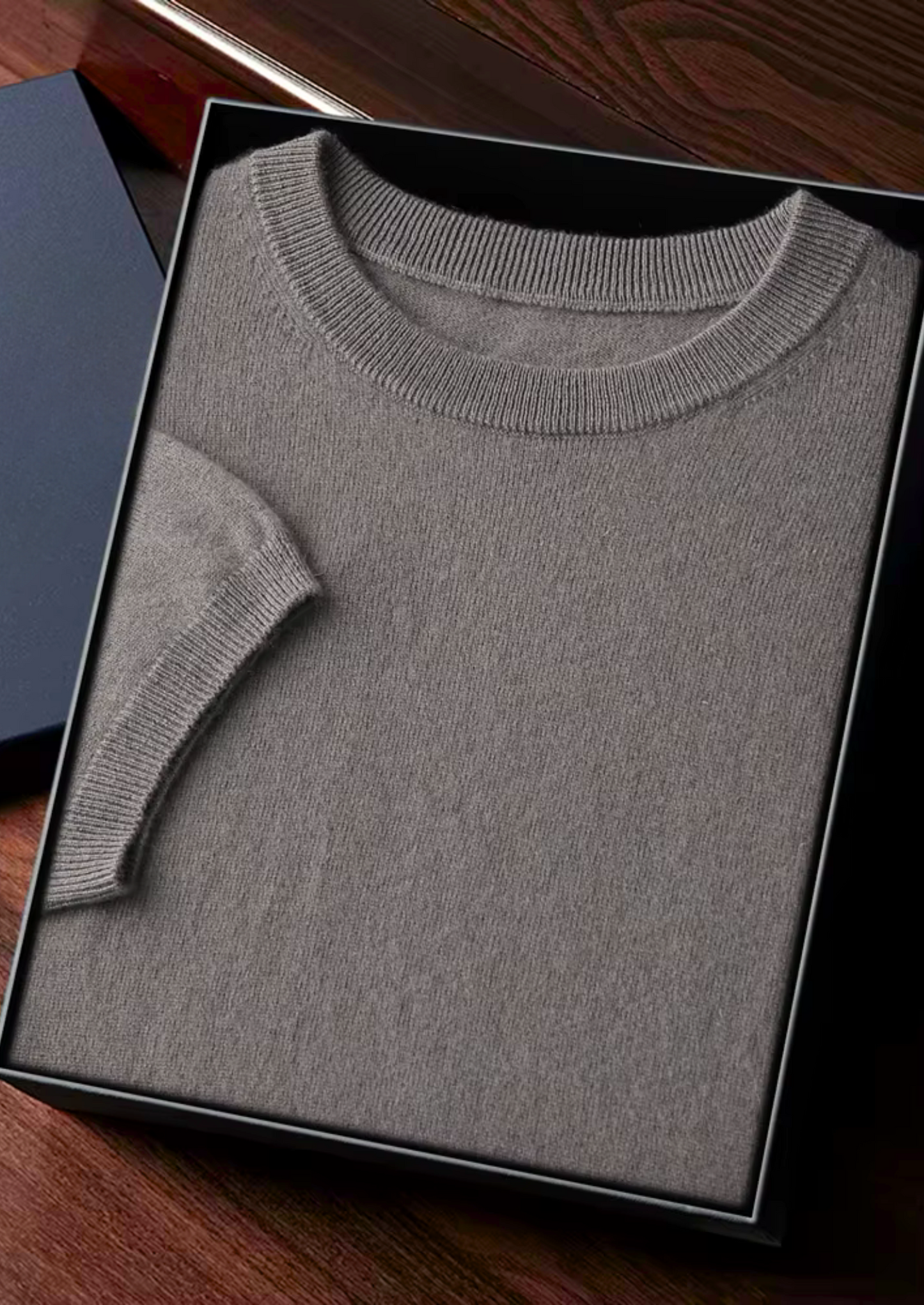 Premium Cashmere Classic Crewneck T-Shirt - Ashen Truffle | Vallentty