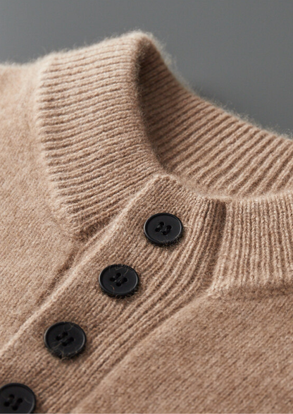 Pure Cashmere Beige Button Sweater | Vallentty