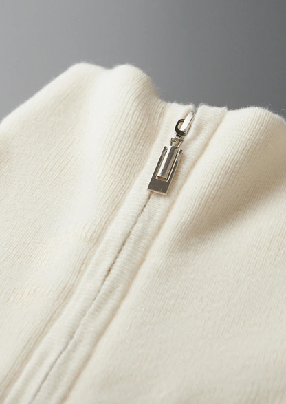 Premium Cashmere Ribbed Half-Zip Sweater | Vallentty