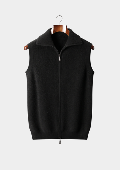 Pure Cashmere Black Body Warmer Vest | Vallentty