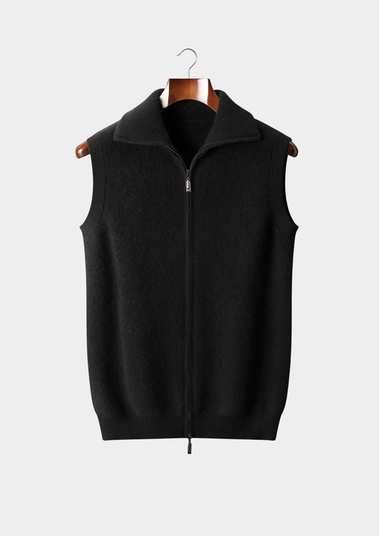 Pure Cashmere Black Body Warmer Vest | Vallentty