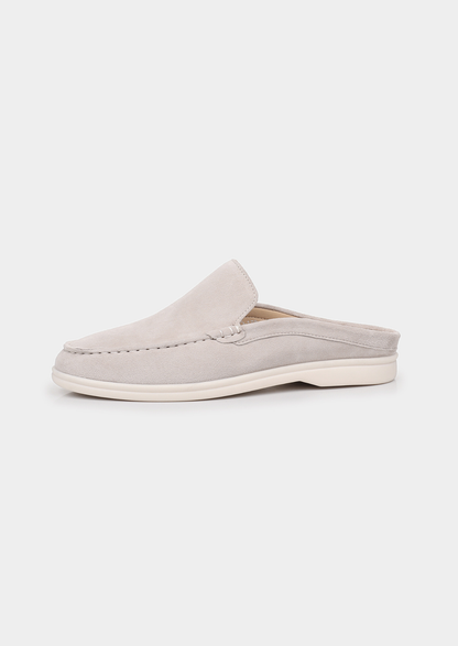 Light Gray Marina Suede Slipper | Vallentty