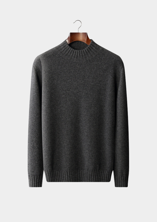 Pure Cashmere Dark Gray Mockneck Sweater | Vallentty