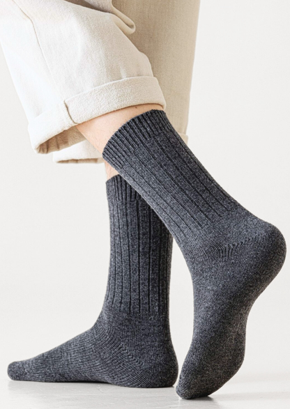 Light Gray Ultra-Soft Ribbed Merino Wool Socks | Vallentty