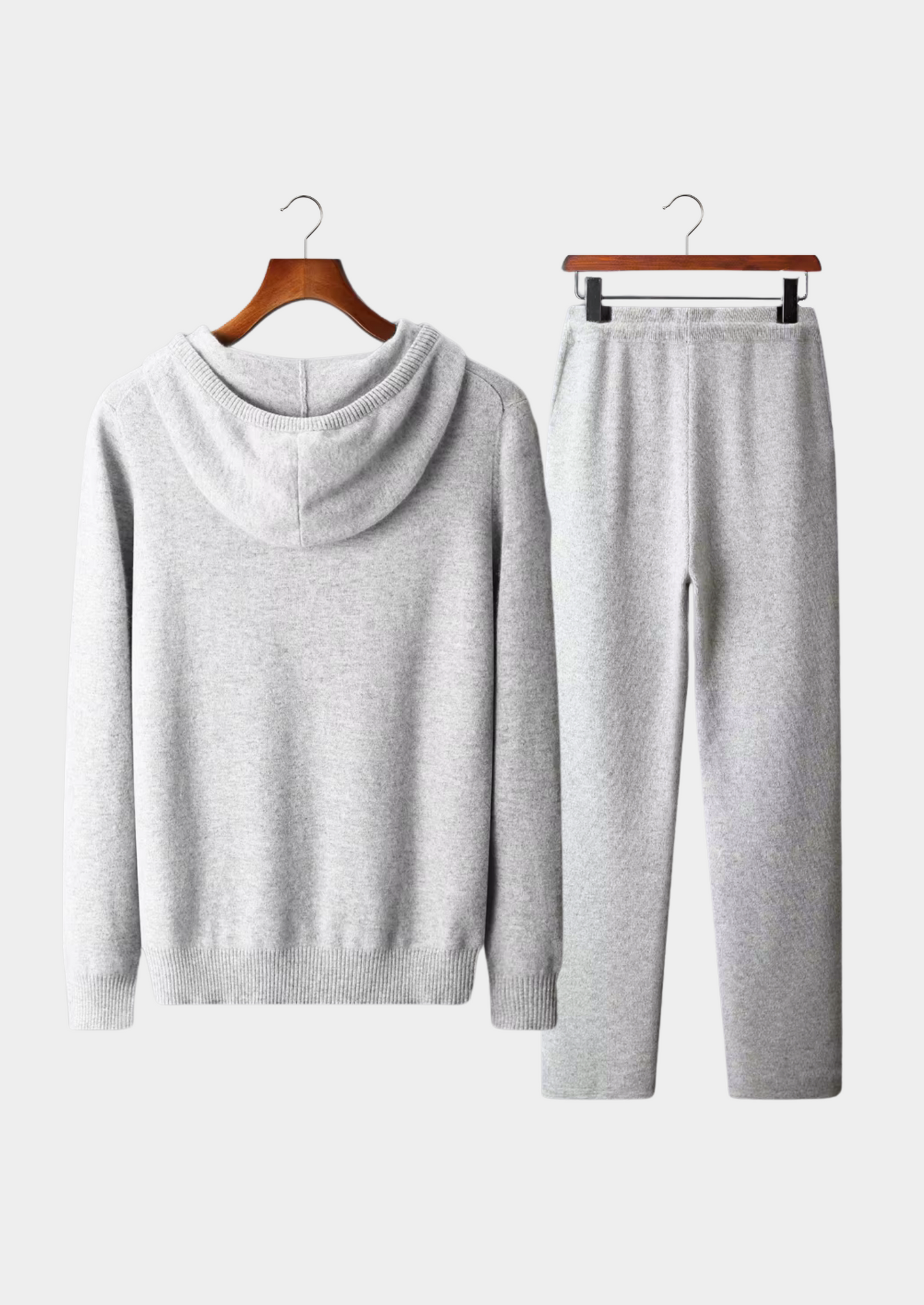 Pure Extra-Fine Merino Wool Light Gray Savro Set | Vallentty