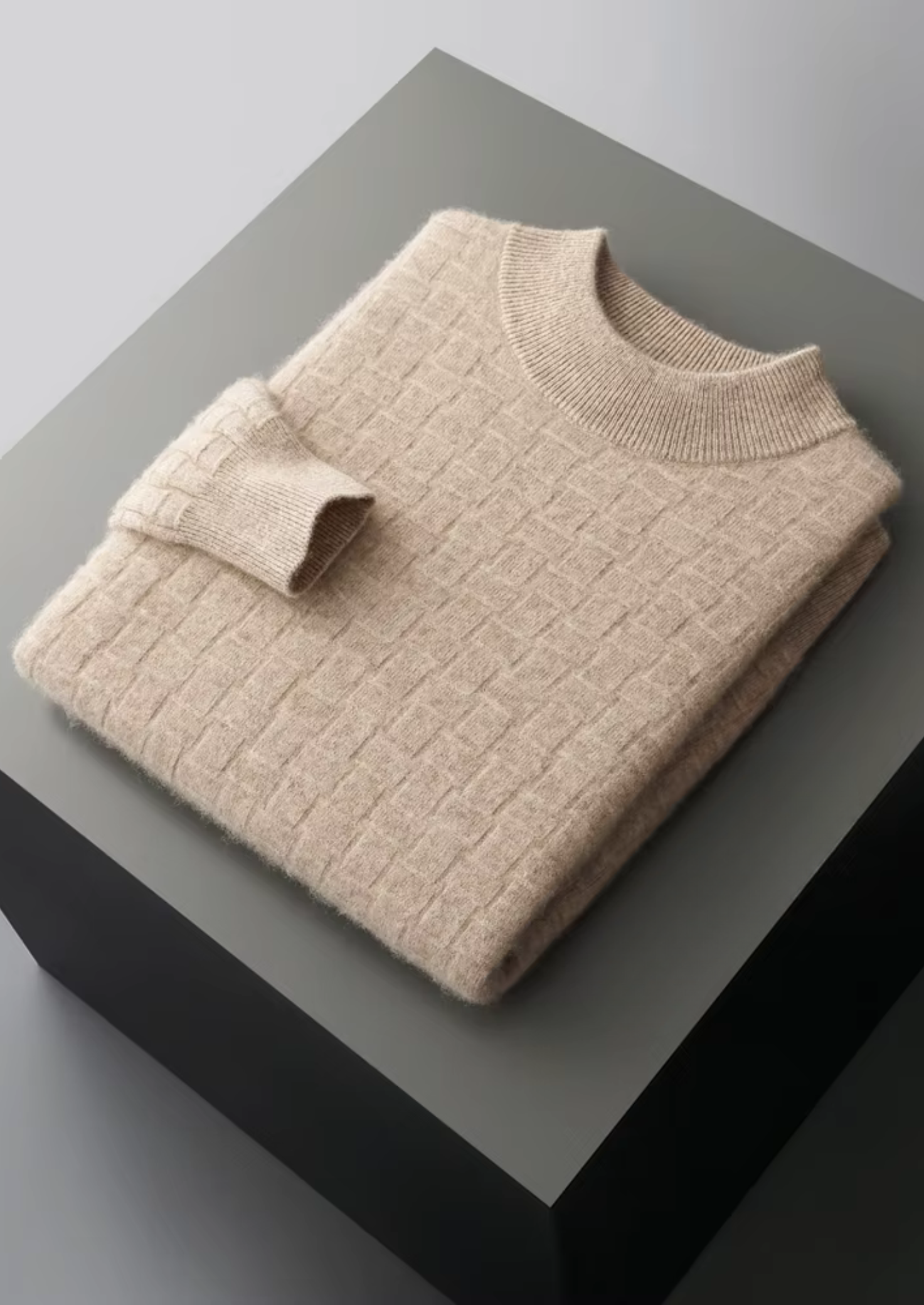 Pure Extra-Fine Merino Wool Textured Mockneck | Vallentty