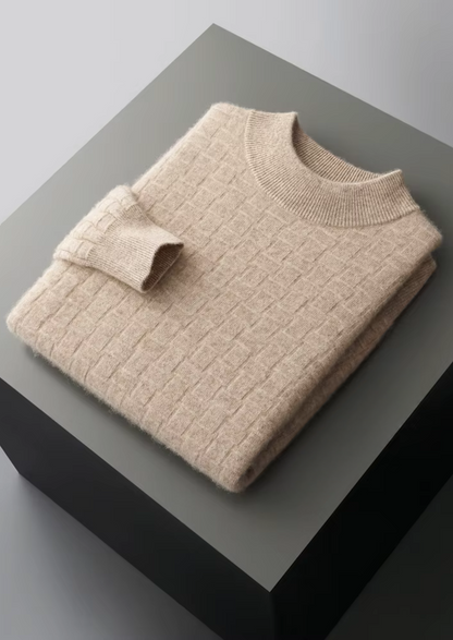 Pure Extra-Fine Merino Wool Textured Mockneck | Vallentty