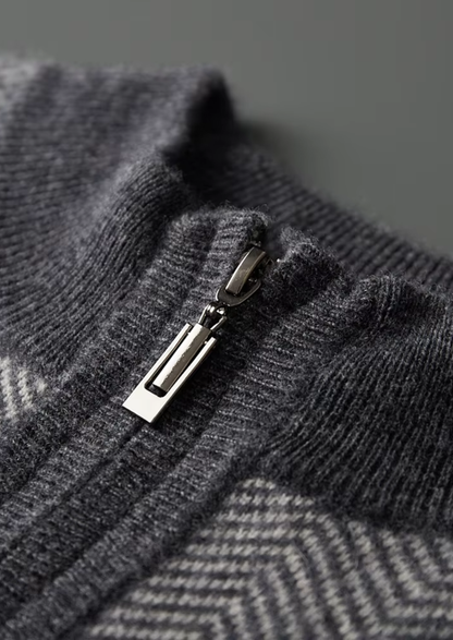 Pure Extra-Fine Merino Wool Gray Herringbone Set | Vallentty