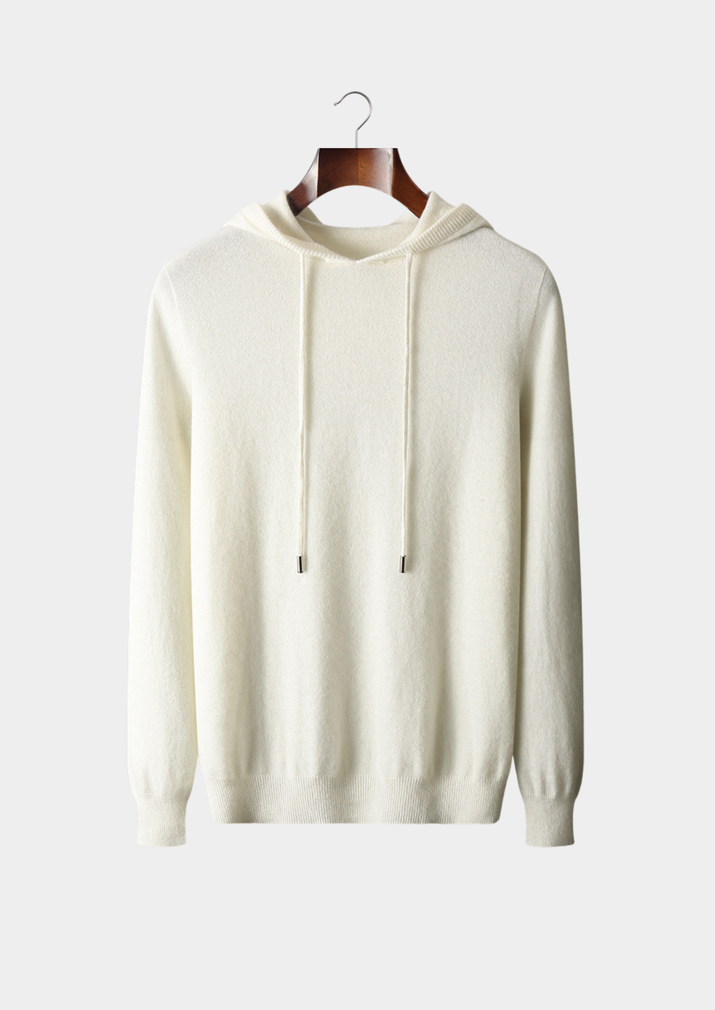 Pure Extra-Fine Merino Wool Ivory Leisure Hoodie | Vallentty