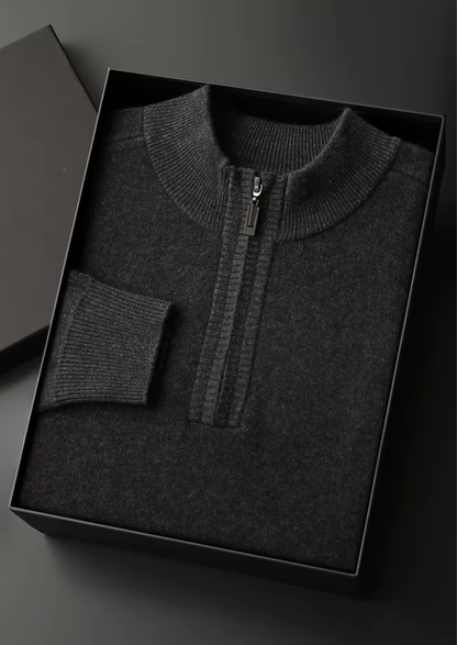 Premium Cashmere Essential Half-Zip Sweater | Vallentty