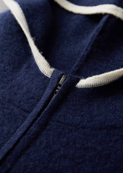 Pure Extra-Fine Merino Wool Navy Blue Damien Set | Vallentty