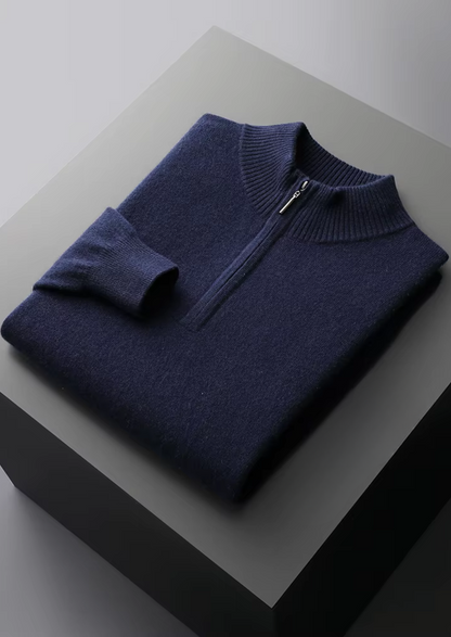 Pure Extra-Fine Merino Wool Half Zip Sweater | Vallentty