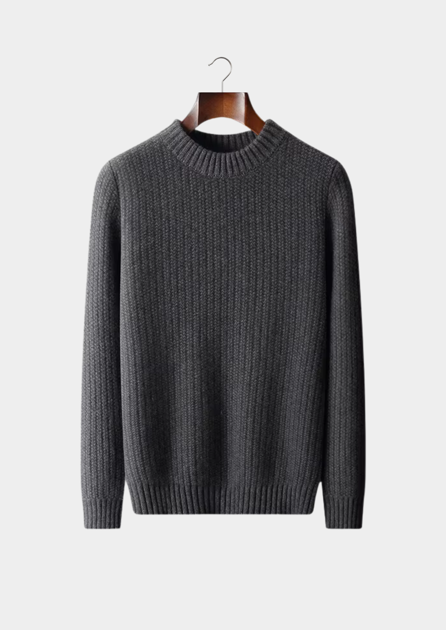 Pure Cashmere Dark Gray Heavyweight Crewneck | Vallentty