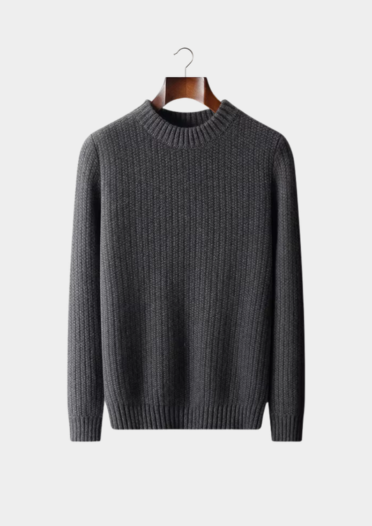 Pure Cashmere Dark Gray Heavyweight Crewneck | Vallentty