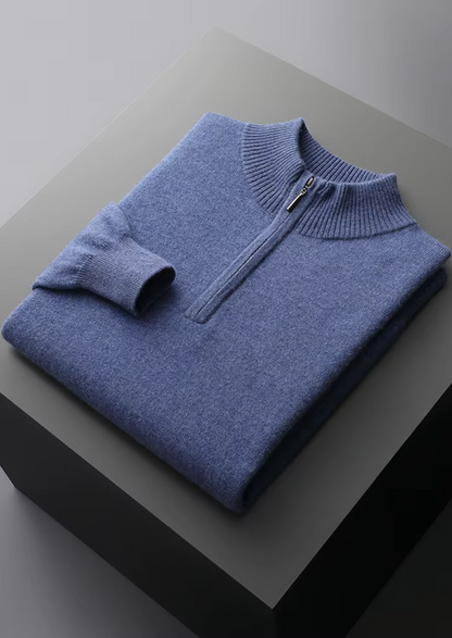 Pure Extra-Fine Merino Wool Half Zip Sweater | Vallentty