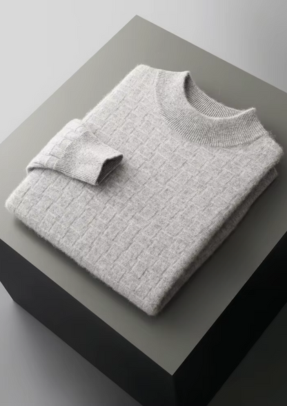 Pure Extra-Fine Merino Wool Textured Mockneck | Vallentty