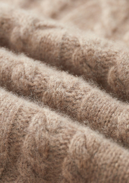 Pure Cashmere Beige Cable Half Zip Sweater | Vallentty
