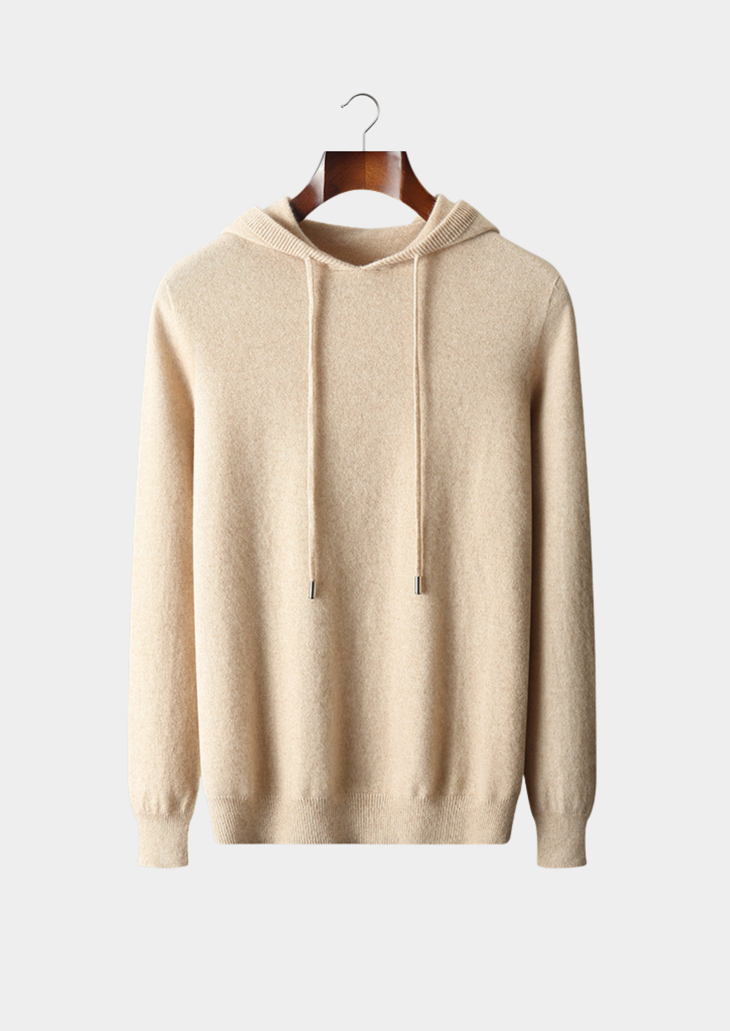 Pure Extra-Fine Merino Wool Sand Leisure Hoodie | Vallentty