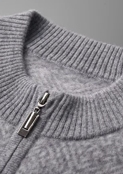 Premium Cashmere Patterned Half-Zip Sweater | Vallentty