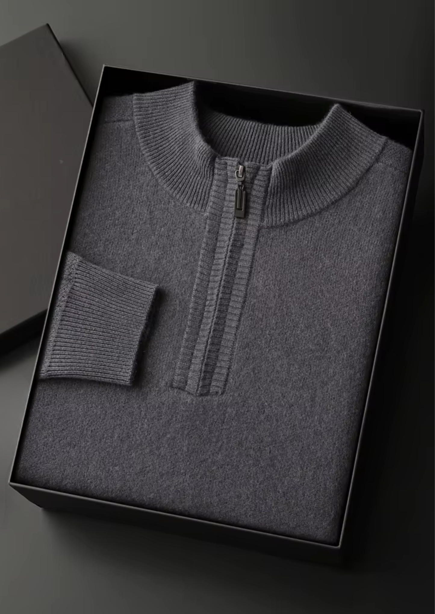 Premium Cashmere Essential Half-Zip Sweater | Vallentty